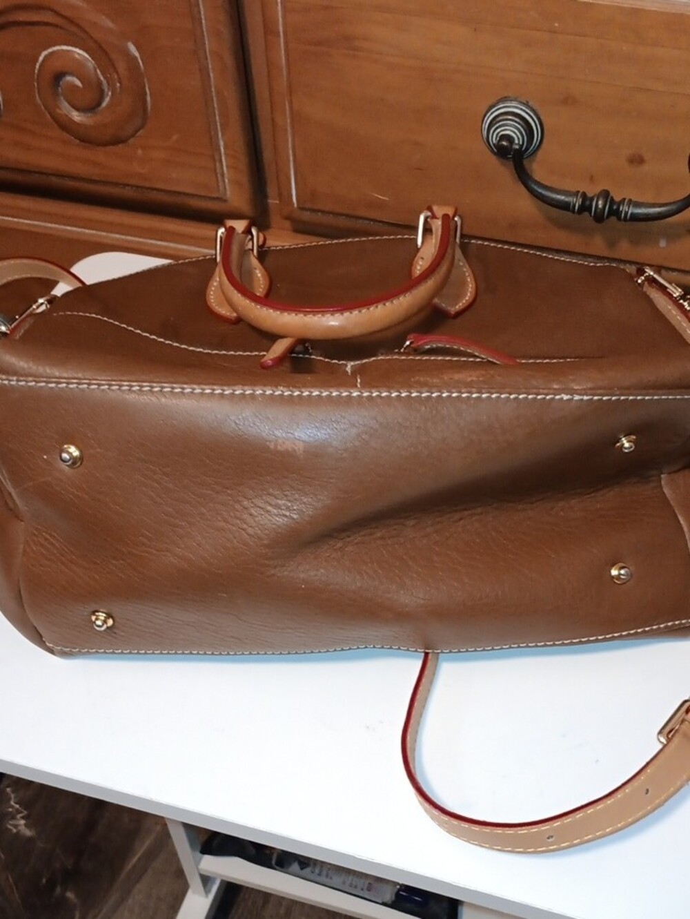 Dooney & Bourke Brown Leather Satchel  In Fair Condition. Please Check Photos. - Picture 3 of 16